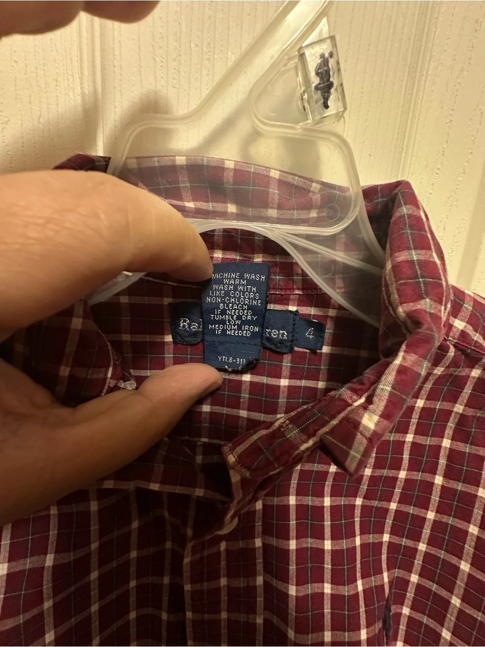 Ralph Lauren Boy’s Burgundy Plaid Button-Down Shirt size 4 # 303